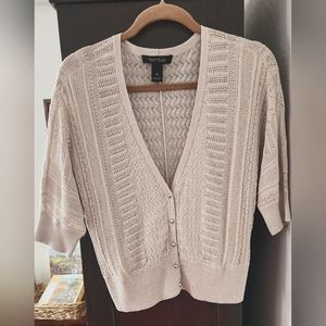 White House Black Market lightweight cardigan sparkle Cream M